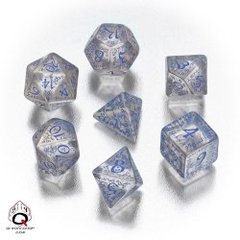 Translucent & Blue Elvish 7 Dice Set